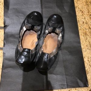 Salvatore Ferragamo Black Scrunch Ballet Flats